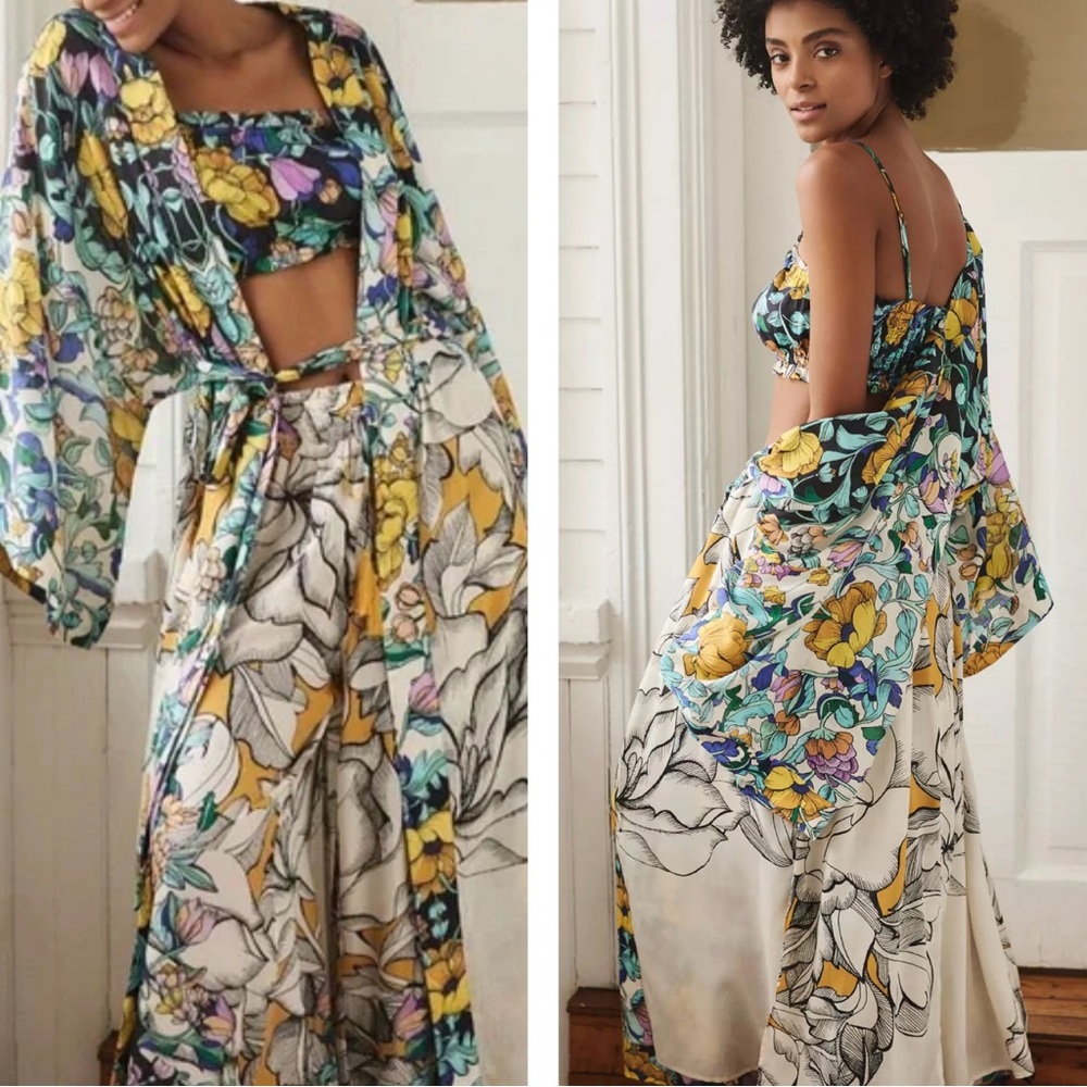 Anthropologie Alexandra farmer 3 piece pajama floral Set